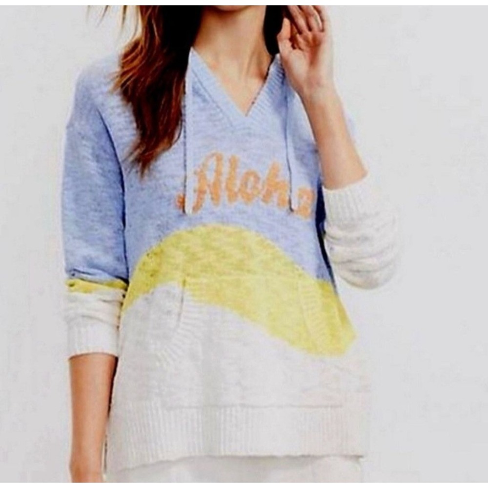 Lou‎ & Grey Womens Aloha Hooded Sweater Small Colorful Coastal Nautical Resort